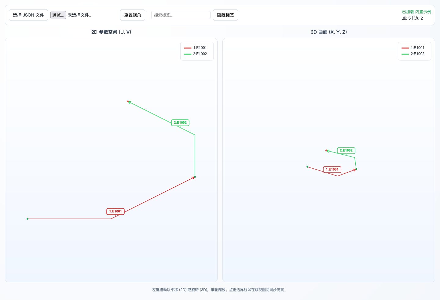 3D Graph Visualization 的双视图边数据可视化截图